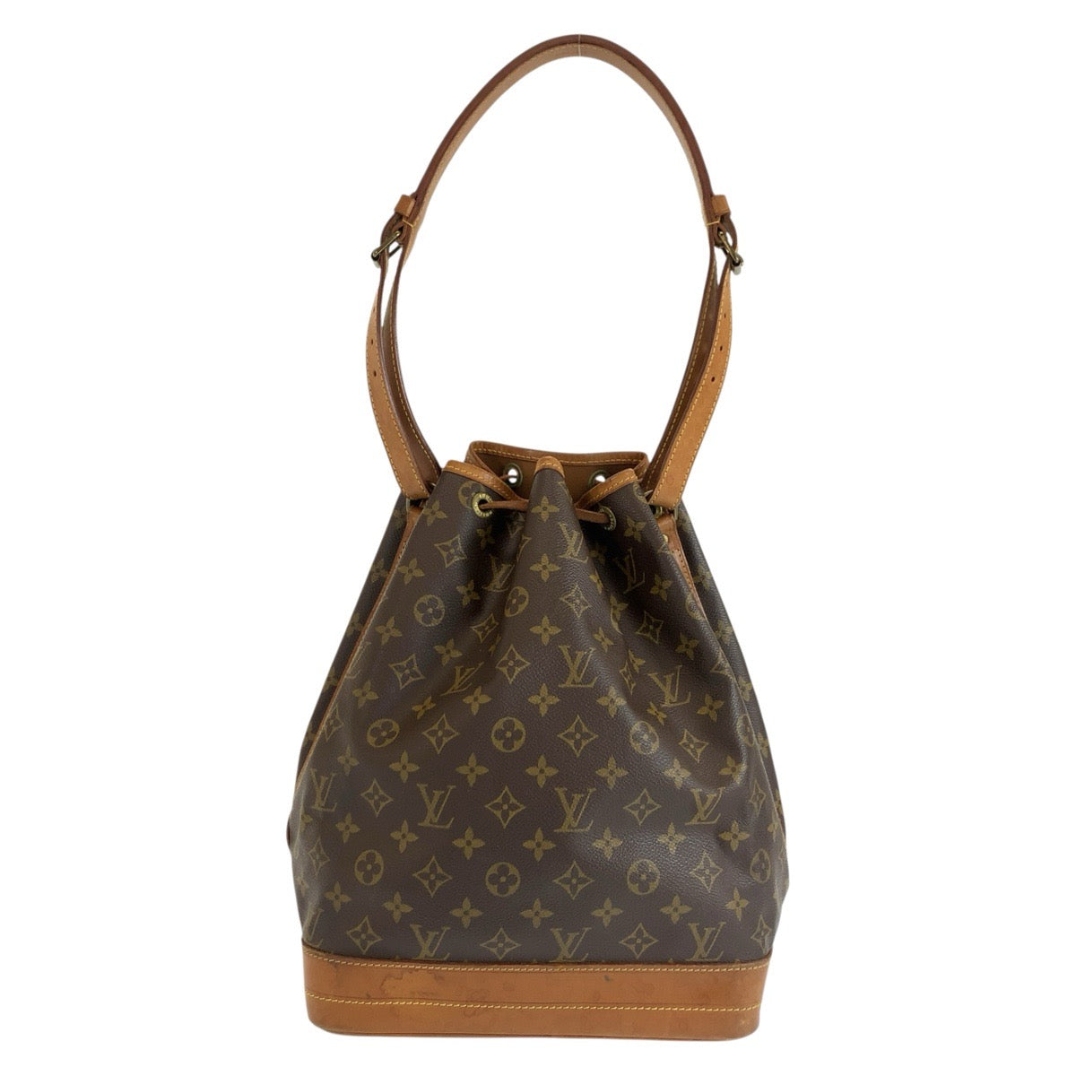 LOUIS VUITTON ルイヴィトン モノグラム ノエ ブラウン ゴールド金具 PVC / レザー M42224 巾着 ショルダーバッグ レディース AB70
