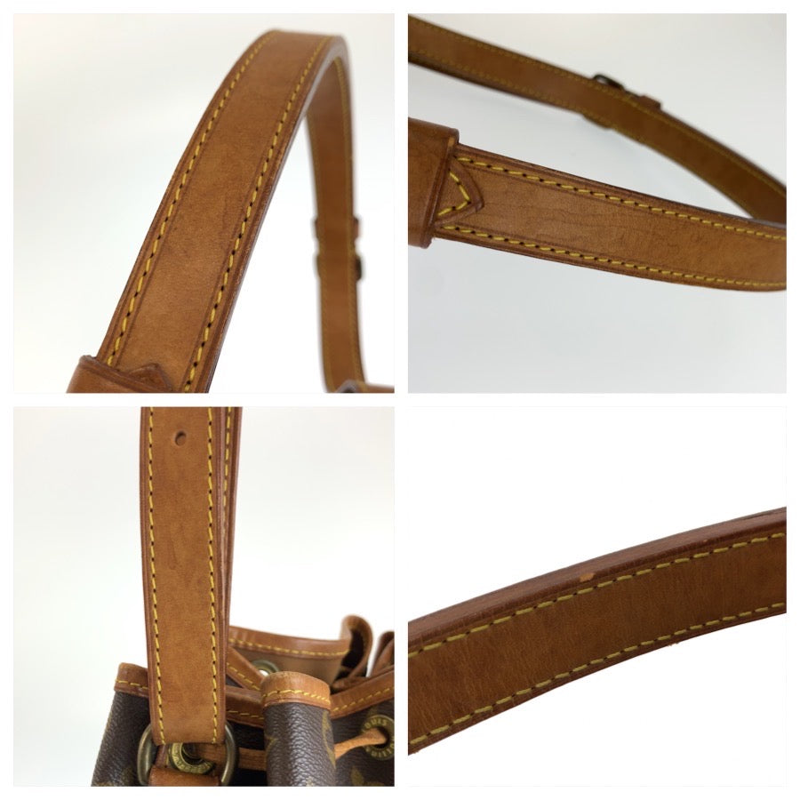 LOUIS VUITTON ルイヴィトン モノグラム ノエ ブラウン ゴールド金具 PVC / レザー M42224 巾着 ショルダーバッグ レディース AB70
