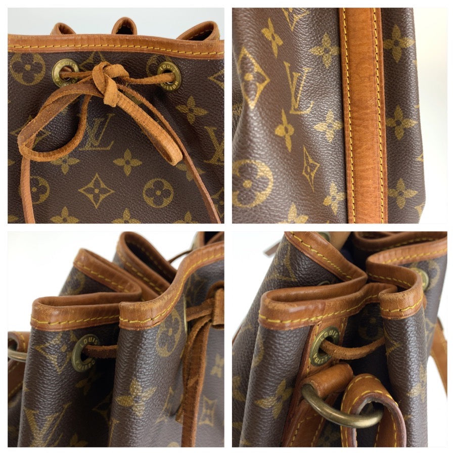LOUIS VUITTON ルイヴィトン モノグラム ノエ ブラウン ゴールド金具 PVC / レザー M42224 巾着 ショルダーバッグ レディース AB70