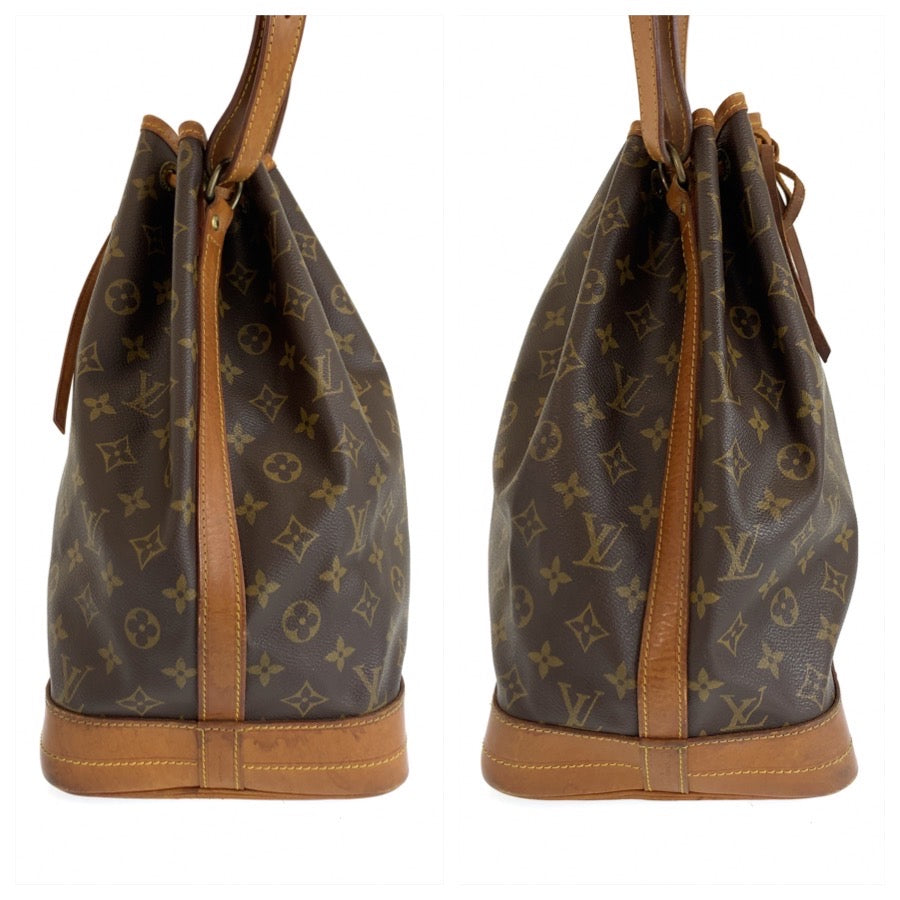 LOUIS VUITTON ルイヴィトン モノグラム ノエ ブラウン ゴールド金具 PVC / レザー M42224 巾着 ショルダーバッグ レディース AB70