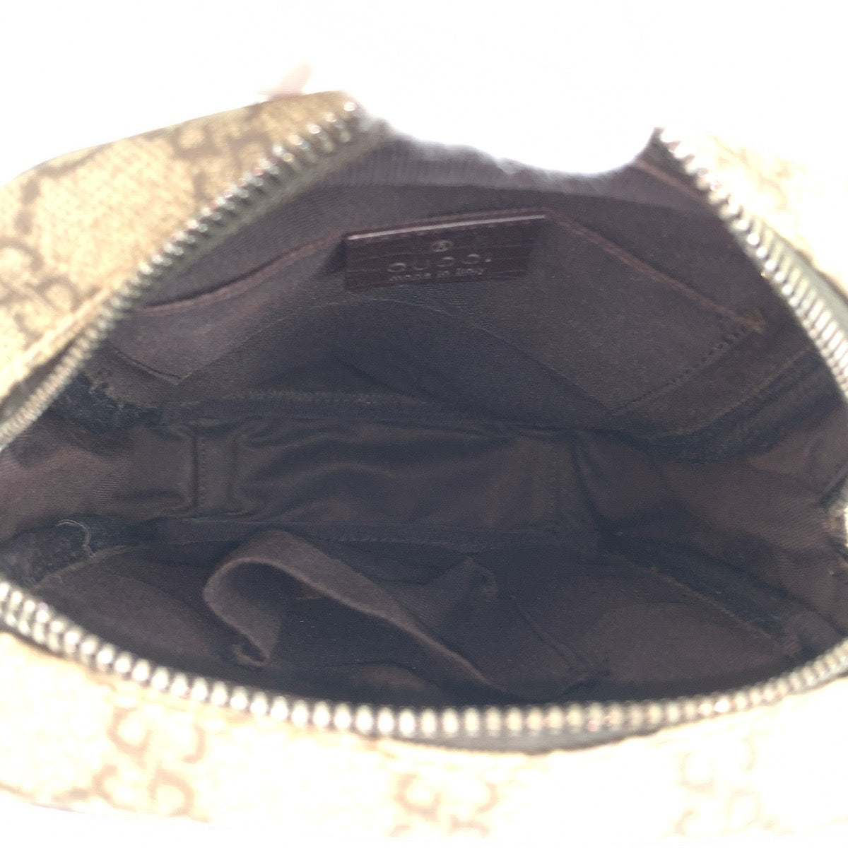 GUCCI グッチ ベージュ ブラウン シルバー金具 GGスプリームキャンバス / レザー 122754 ショルダーバッグ ポシェット レディース ABP30