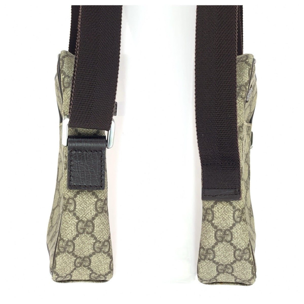 GUCCI グッチ ベージュ ブラウン シルバー金具 GGスプリームキャンバス / レザー 122754 ショルダーバッグ ポシェット レディース ABP30