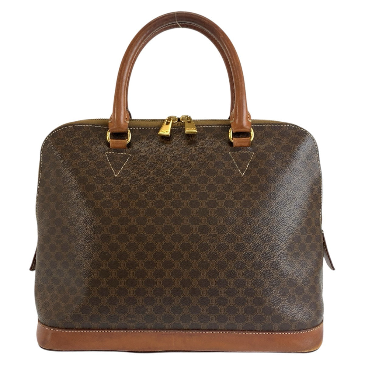 CELINE セリーヌ マカダム ブラウン ゴールド金具 PVC / レザー M94 ハンドバッグ ボストンバッグ レディース B20