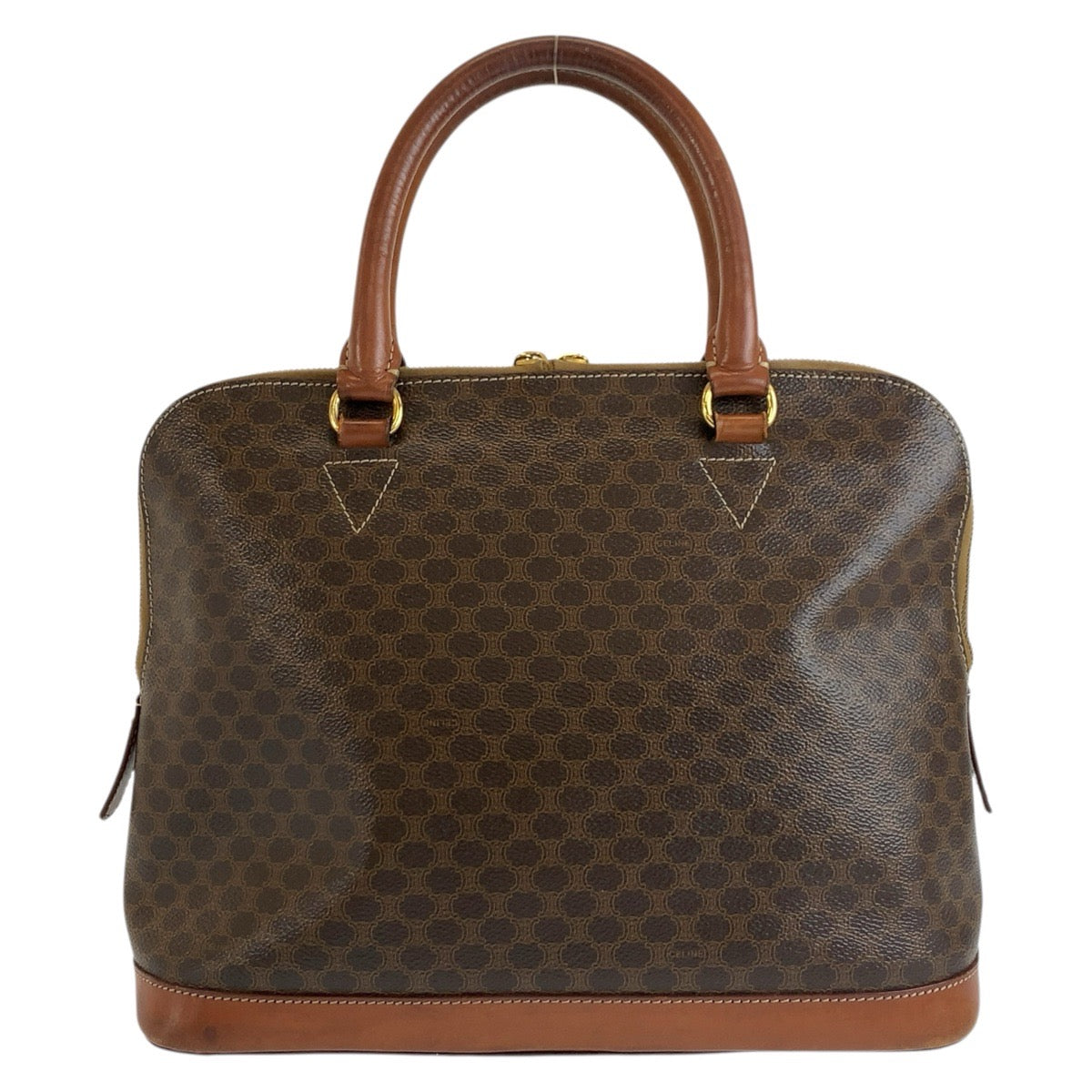 CELINE セリーヌ マカダム ブラウン ゴールド金具 PVC / レザー M94 ハンドバッグ ボストンバッグ レディース B20