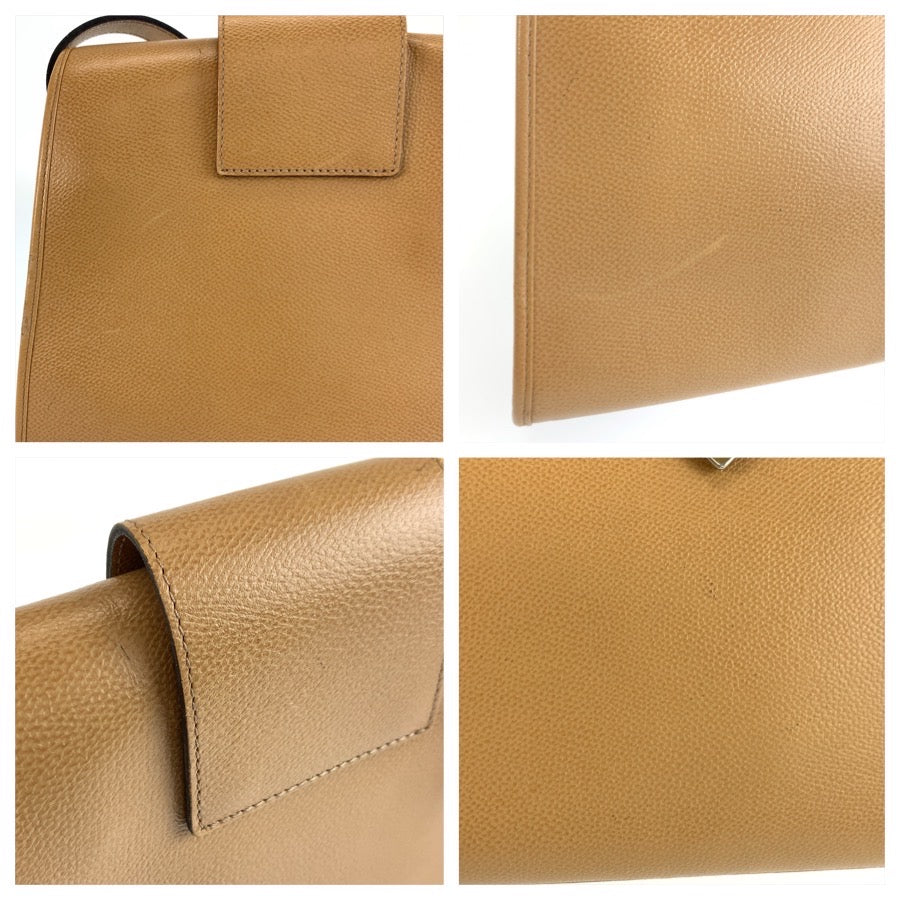 YVES SAINT LAURENT イヴ サンローラン ヴィンテージ YSL ベージュ ゴールド金具 レザー ショルダーバッグ ポシェット レディース AB33