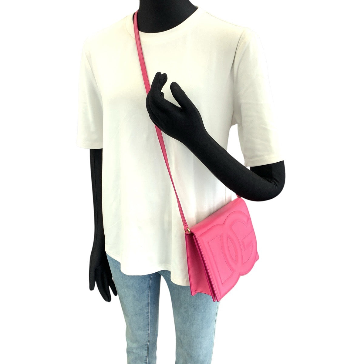 DOLCE&GABBANA ドルチェアンドガッバーナ DGロゴ 2way ピンク ゴールド金具 レザー BB7287 AW576 ショルダーバッグ クラッチバッグ レディース ABP65