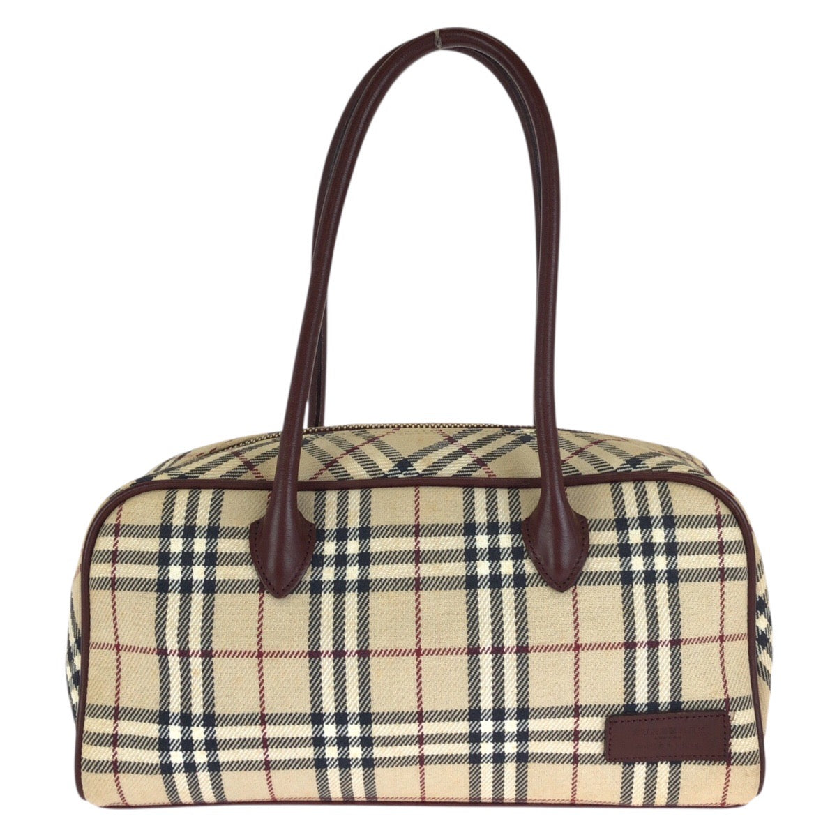 BURBERRY BLUE LABEL バーバリーブルーレーベル チェック柄 ベージュ ブラウン ゴールド金具 キャンバス / レザー ZA426-115 トートバッグ ミニボストンバッグ レディース AB14