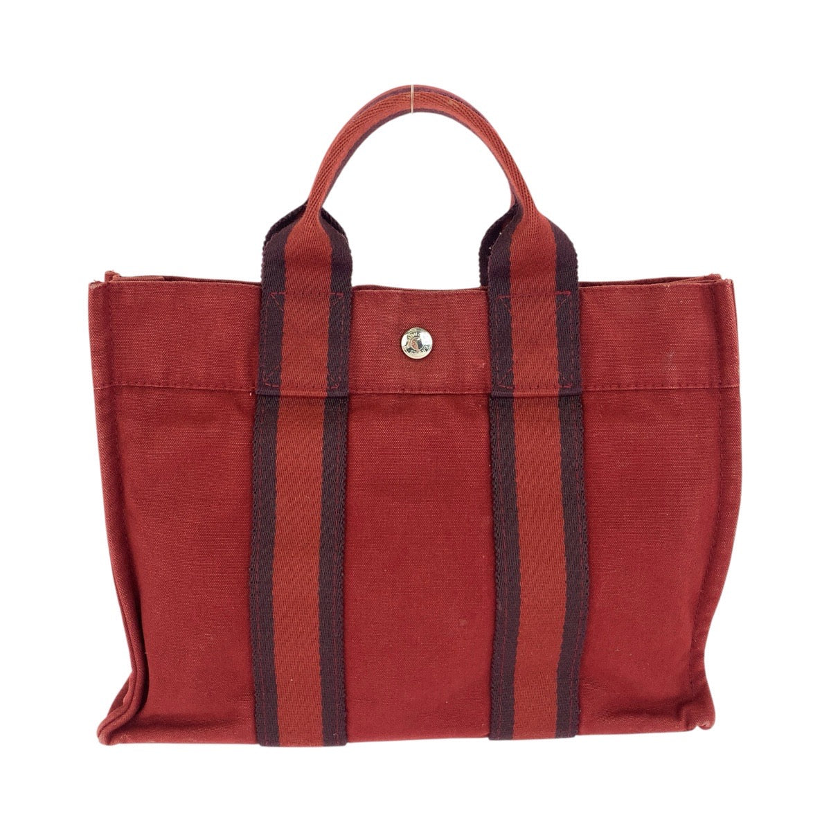 HERMES エルメス フールトゥPM ワインレッド ボルドー キャンバス トートバッグ ハンドバッグ レディース AB15
