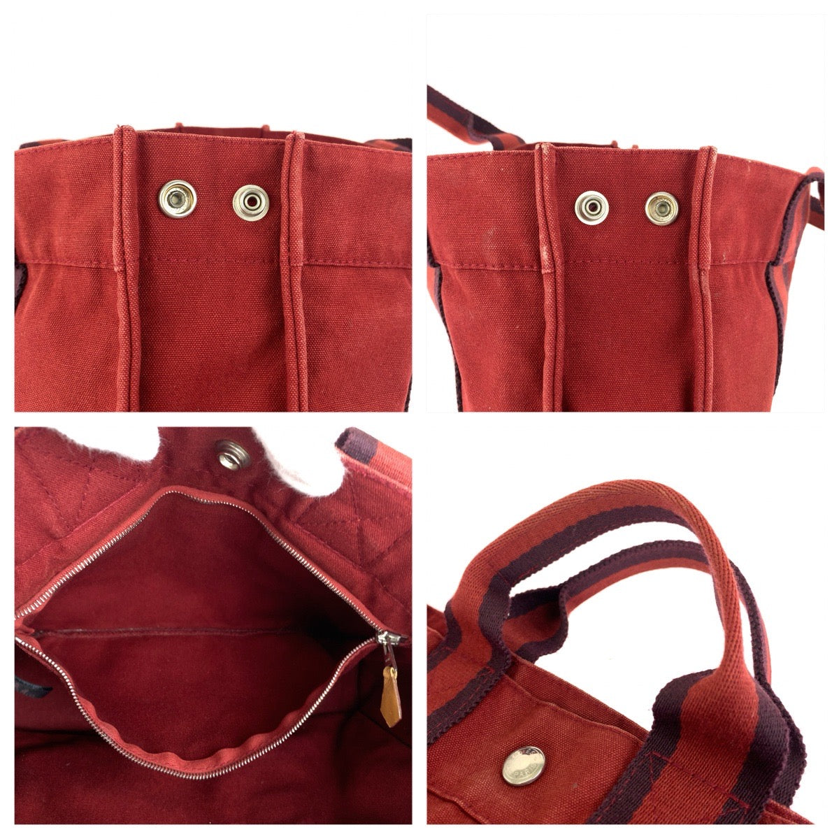 HERMES エルメス フールトゥPM ワインレッド ボルドー キャンバス トートバッグ ハンドバッグ レディース AB15
