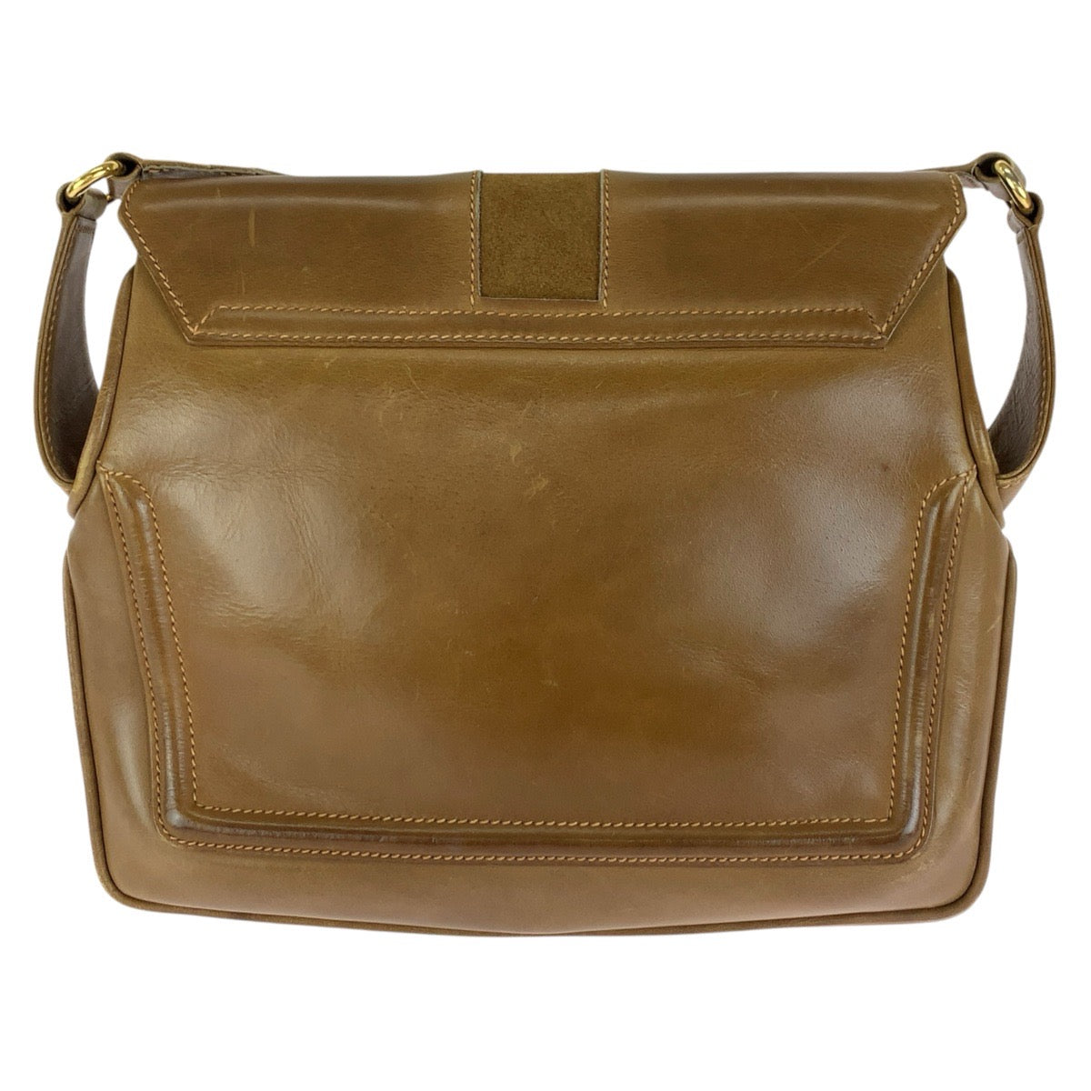 GUCCI グッチ ヴィンテージ オールドグッチ ホースビット ブラウン ゴールド金具 レザー / スウェード ショルダーバッグ レディース B25
