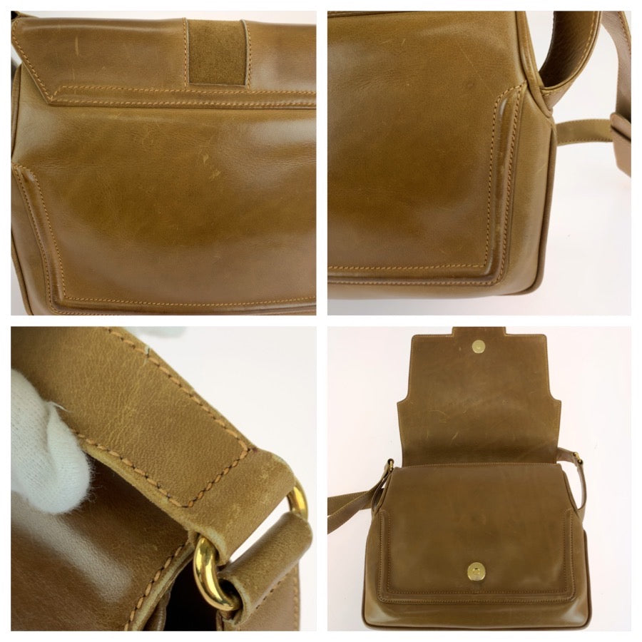 GUCCI グッチ ヴィンテージ オールドグッチ ホースビット ブラウン ゴールド金具 レザー / スウェード ショルダーバッグ レディース B25