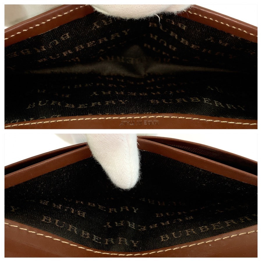 BURBERRY バーバリー チェック柄 ベージュ ブラウン ゴールド金具 PVC / レザー 長財布 ロングウォレット レディース ABP16