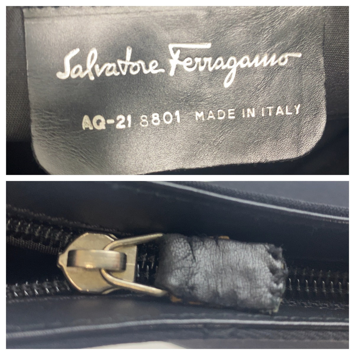 Salvatore Ferragamo サルヴァトーレフェラガモ ヴィンテージ ヴァラ ブラック ナイロン ホーボー ショルダーバッグ レディース B24