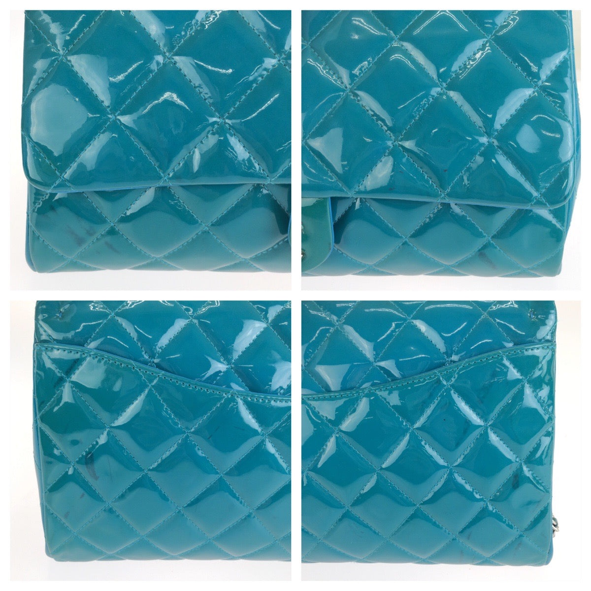 CHANEL シャネル マトラッセ ココマーク ブルー シルバー金具 パテントレザー チェーンショルダーバッグ ポシェット レディース B135