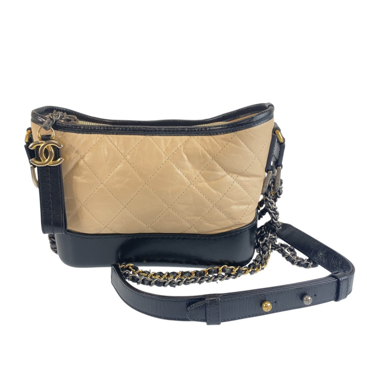 CHANEL シャネル ガブリエル ドゥ シャネル スモール ホーボー ピンクベージュ ブラック チェーンショルダーバッグ レディース B158