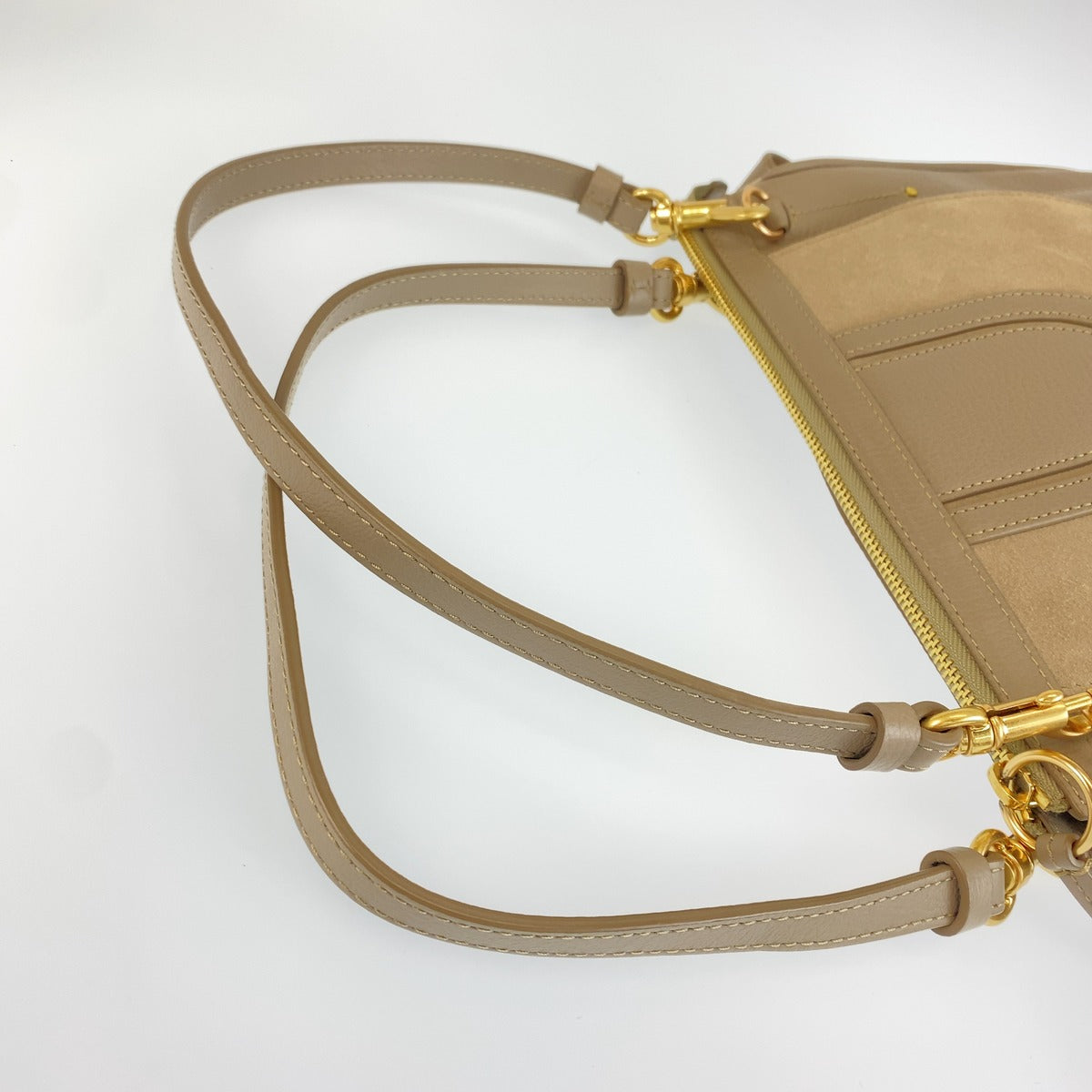 SEE BY CHLOE シーバイクロエ HANA グレージュ ゴールド レザー / スウェード ハンドバッグ 2WAY ショルダーバッグ レディース A180