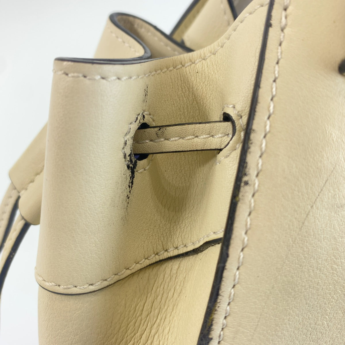 LOEWE ロエベ アナグラム ハンモック ドローストリング ミニ ホワイト クリーム 2WAY ショルダーバッグ ハンドバッグ レディース B118