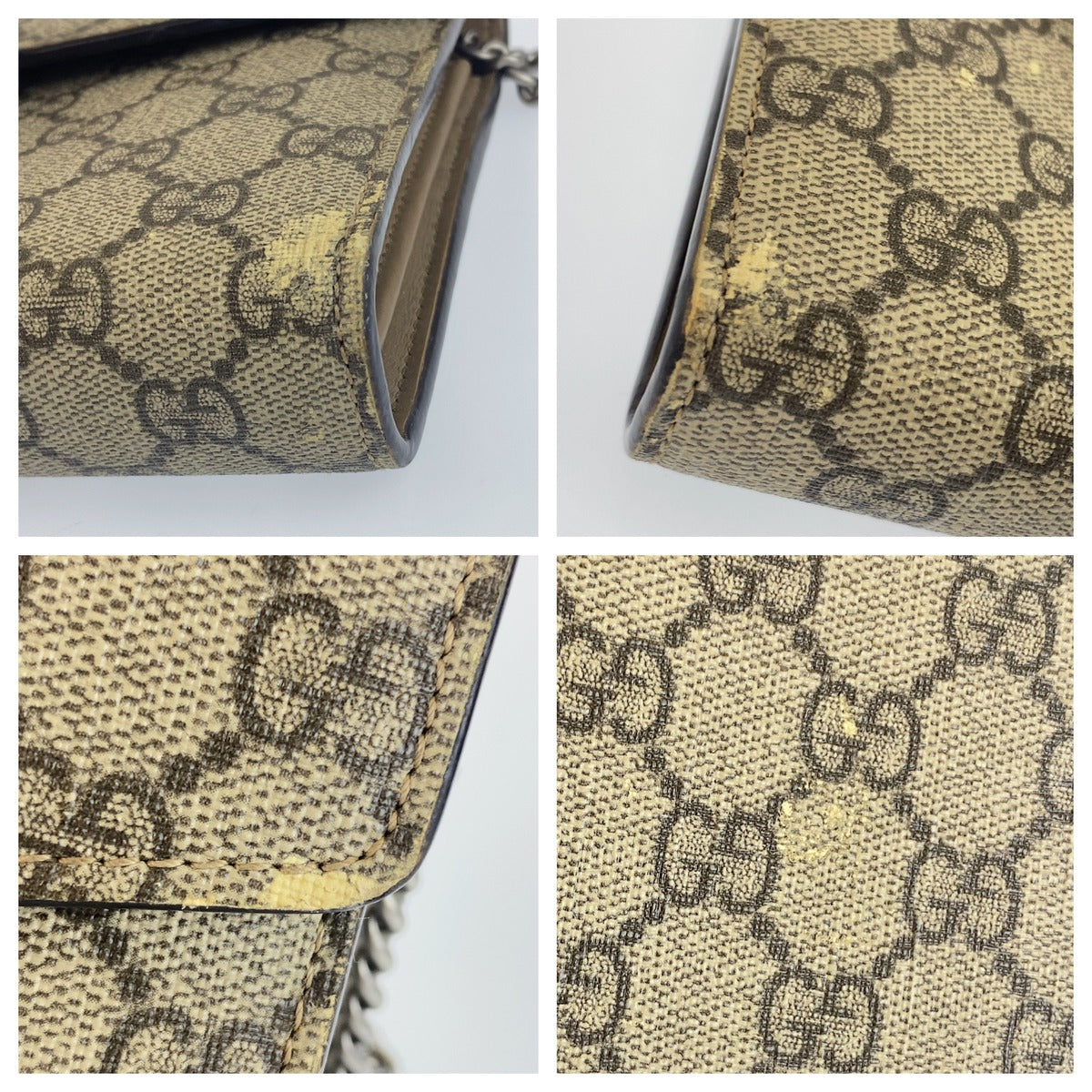 GUCCI グッチ ディオニュソス グレー ブラウン シルバー GGスプリームキャンバス ショルダーバッグ チェーンウォレット レディース B70