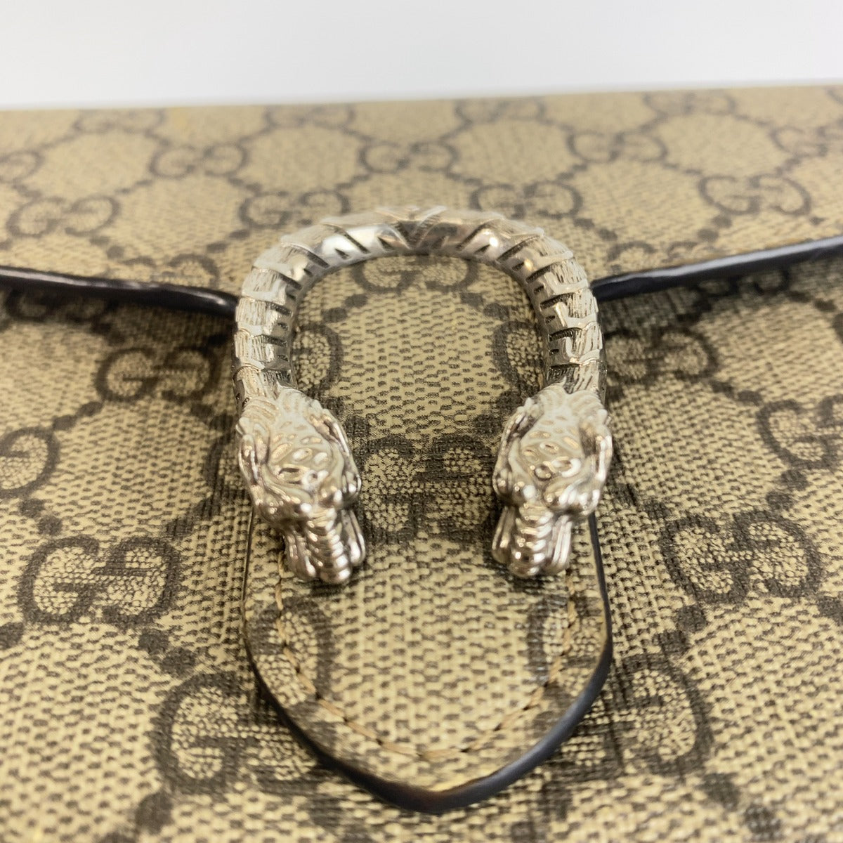 GUCCI グッチ ディオニュソス グレー ブラウン シルバー GGスプリームキャンバス ショルダーバッグ チェーンウォレット レディース B70