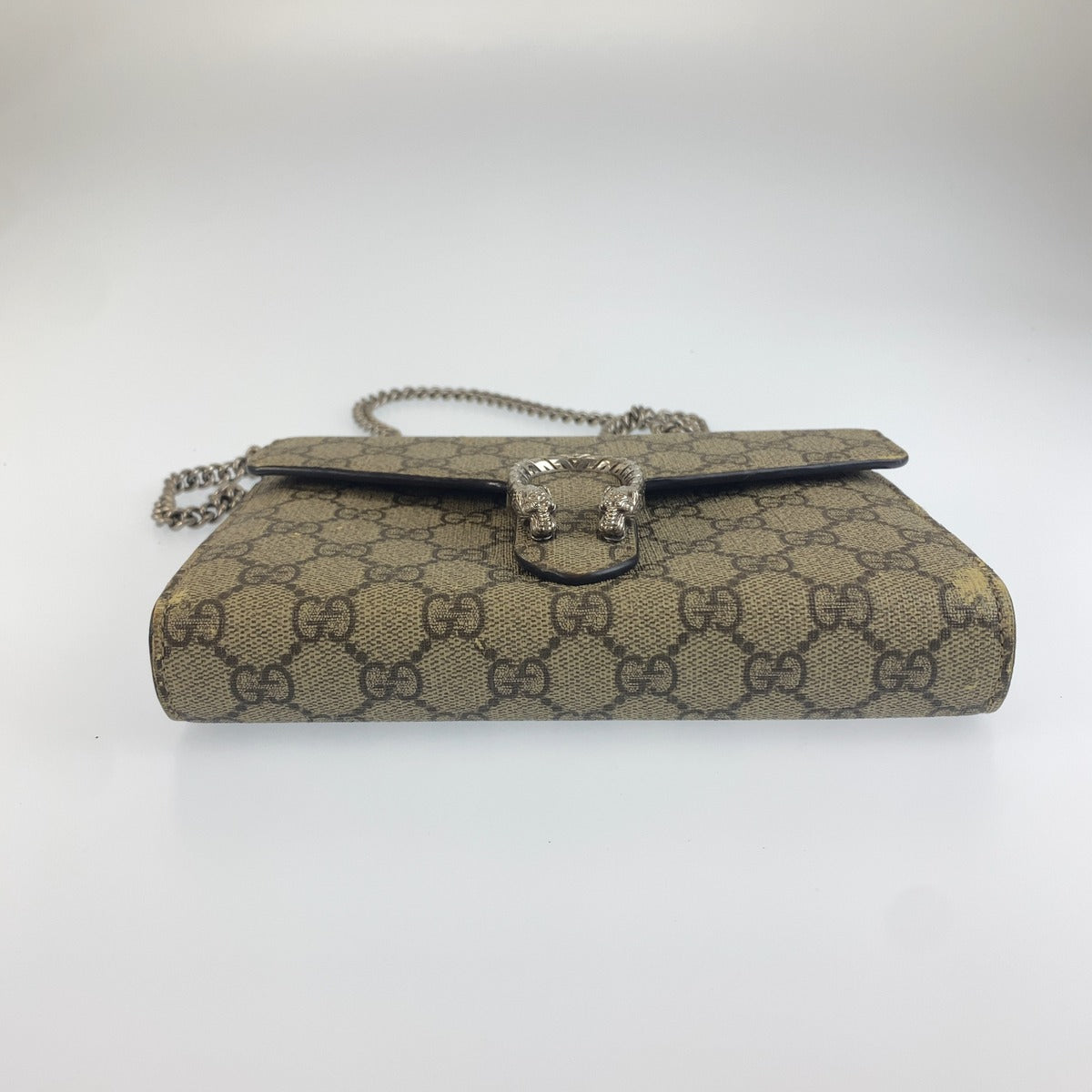 GUCCI グッチ ディオニュソス グレー ブラウン シルバー GGスプリームキャンバス ショルダーバッグ チェーンウォレット レディース B70