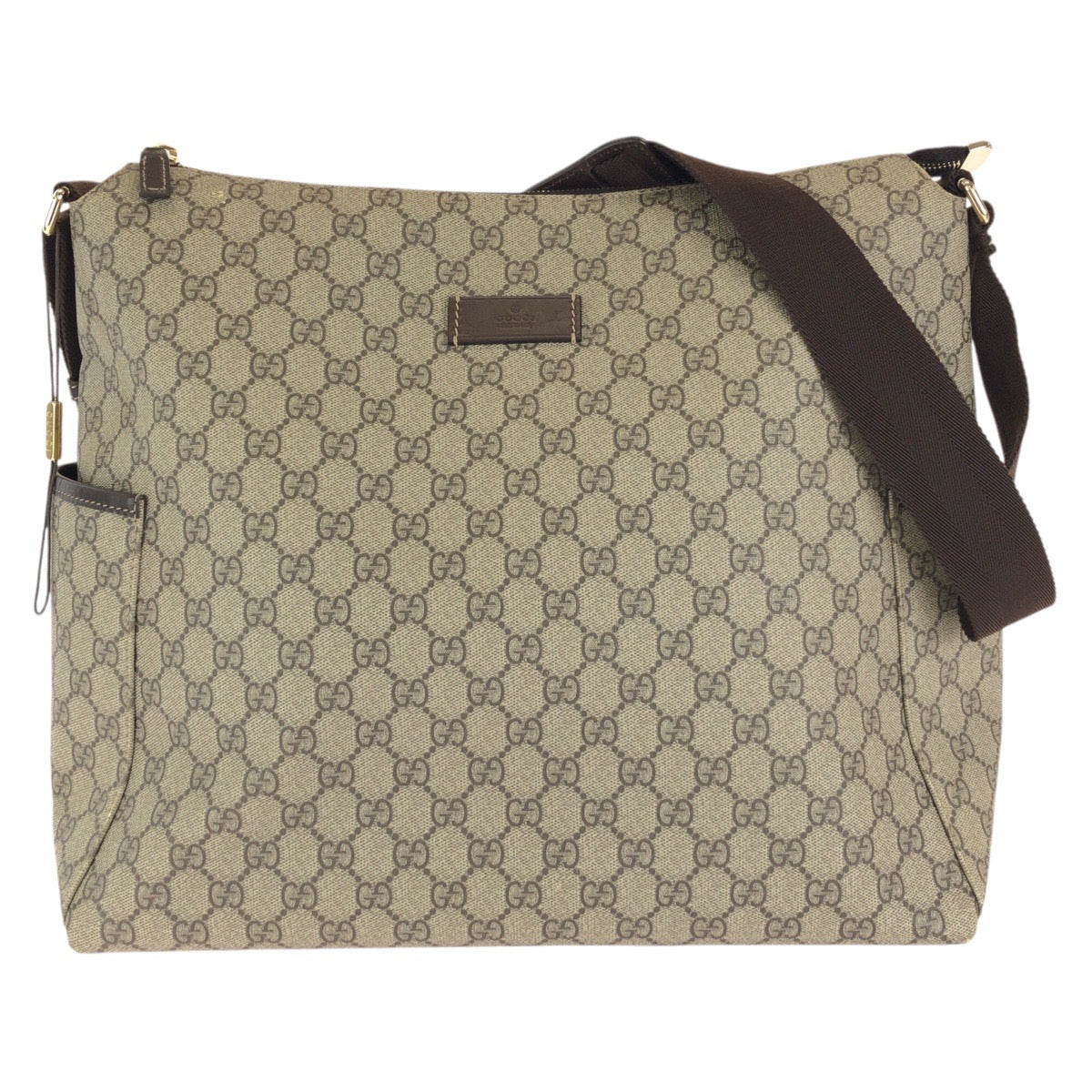 GUCCI グッチ ベージュ ダークブラウン GGスプリームキャンバス / レザー 201767 ショルダーバッグ メッセンジャーバッグ レディース AB