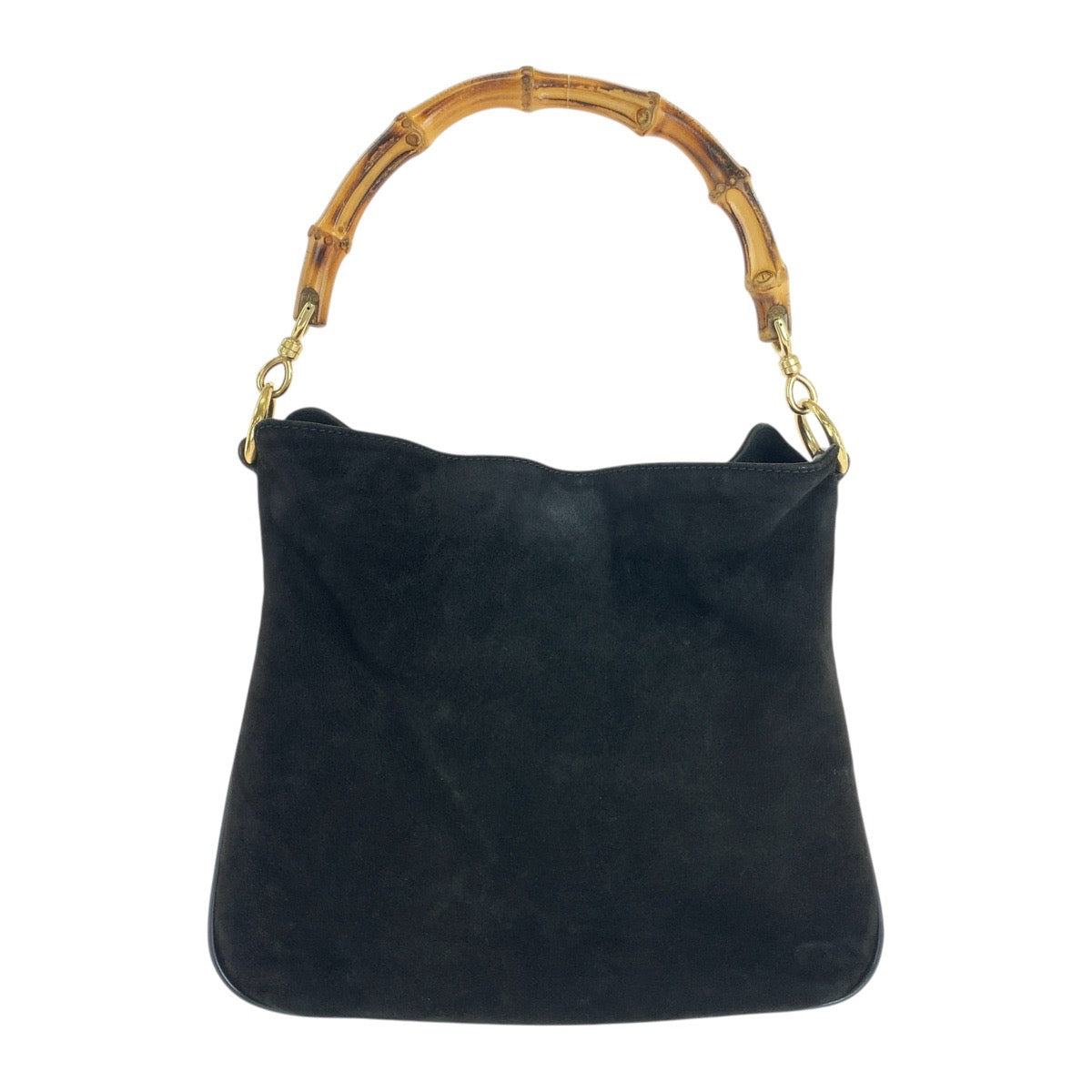 GUCCI グッチ バンブー ブラック 黒 ゴールド金具 スウェード 001 8638 ショルダーバッグ レディース AB