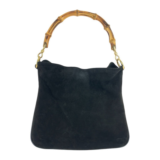 GUCCI グッチ バンブー ブラック 黒 ゴールド金具 スウェード 001 8638 ショルダーバッグ レディース AB