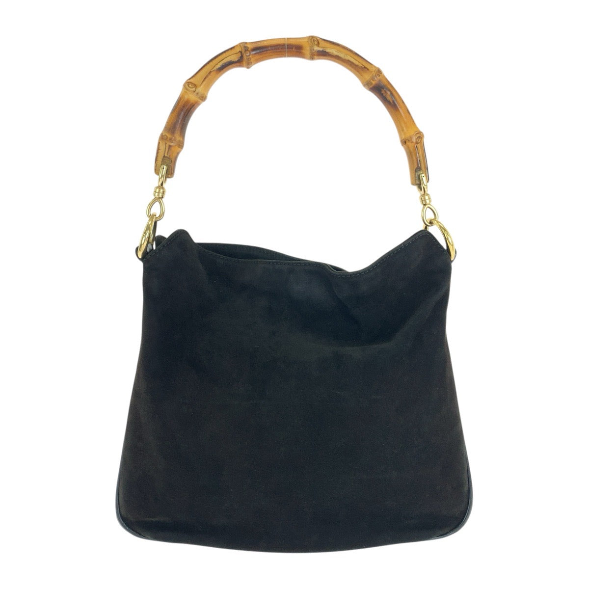 GUCCI グッチ バンブー ブラック 黒 ゴールド金具 スウェード 001 8638 ショルダーバッグ レディース AB