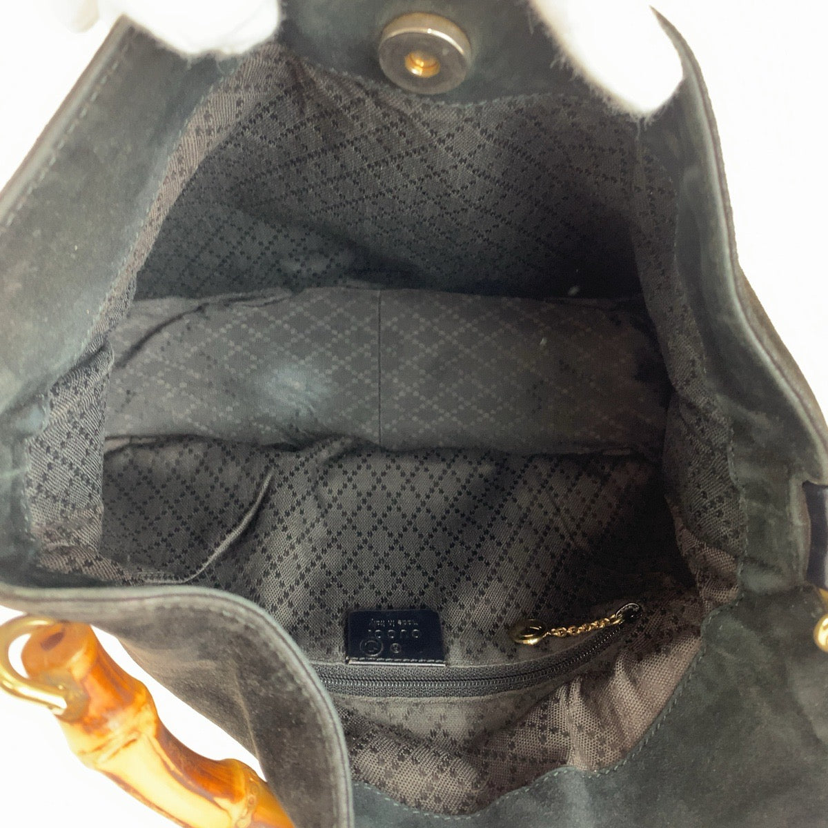 GUCCI グッチ バンブー ブラック 黒 ゴールド金具 スウェード 001 8638 ショルダーバッグ レディース AB