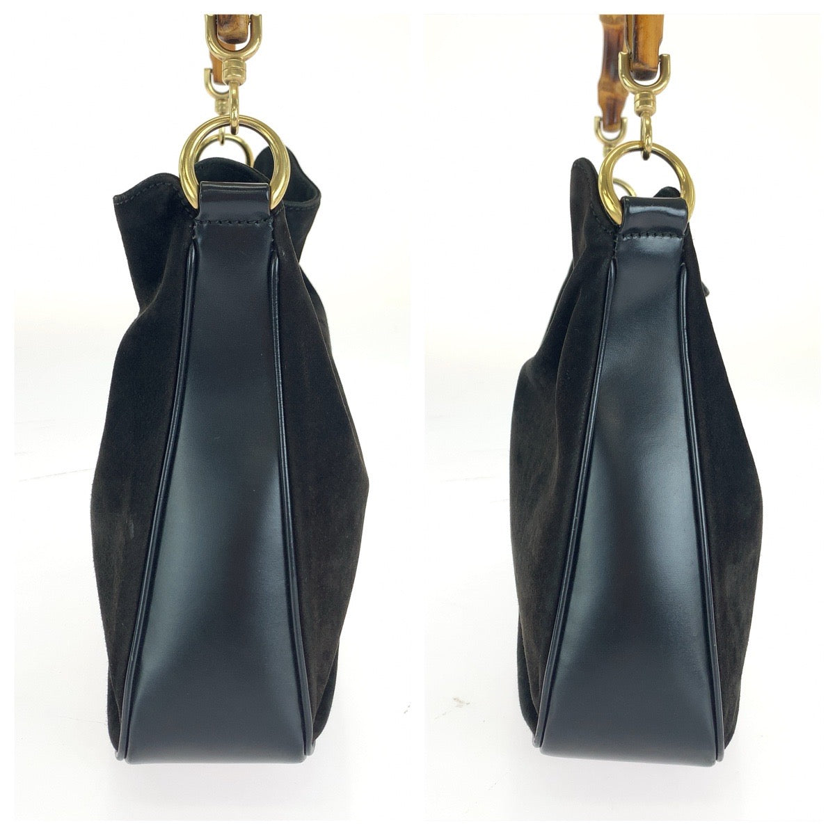 GUCCI グッチ バンブー ブラック 黒 ゴールド金具 スウェード 001 8638 ショルダーバッグ レディース AB
