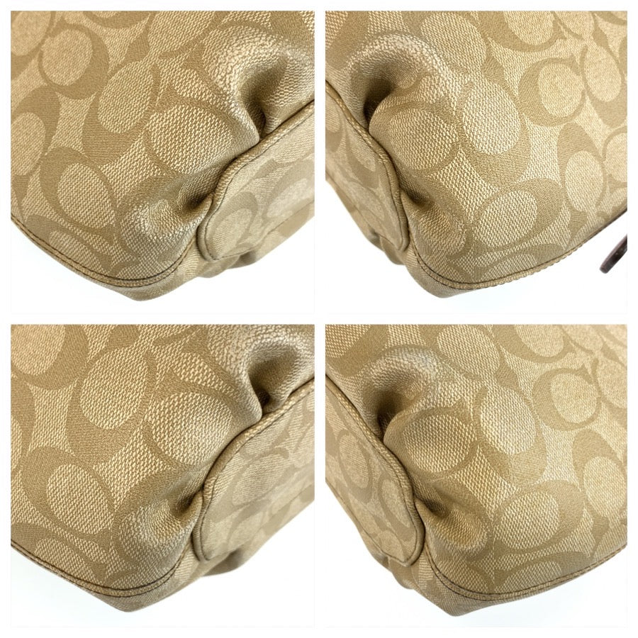 COACH コーチ シグネチャー ベージュ ピンク シルバー金具 PVC / レザー J1076 ショルダーバッグ ポシェット レディース AB