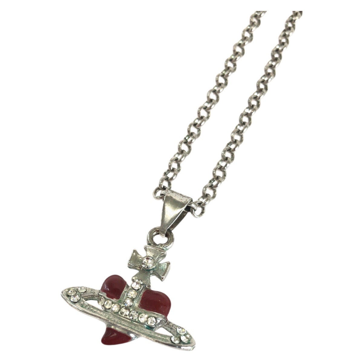 Vivienne Westwood ヴィヴィアンウエストウッド ディアマンテ ハート レッド シルバー金具 真鍮 / ラインストーン ネックレス レディース AB