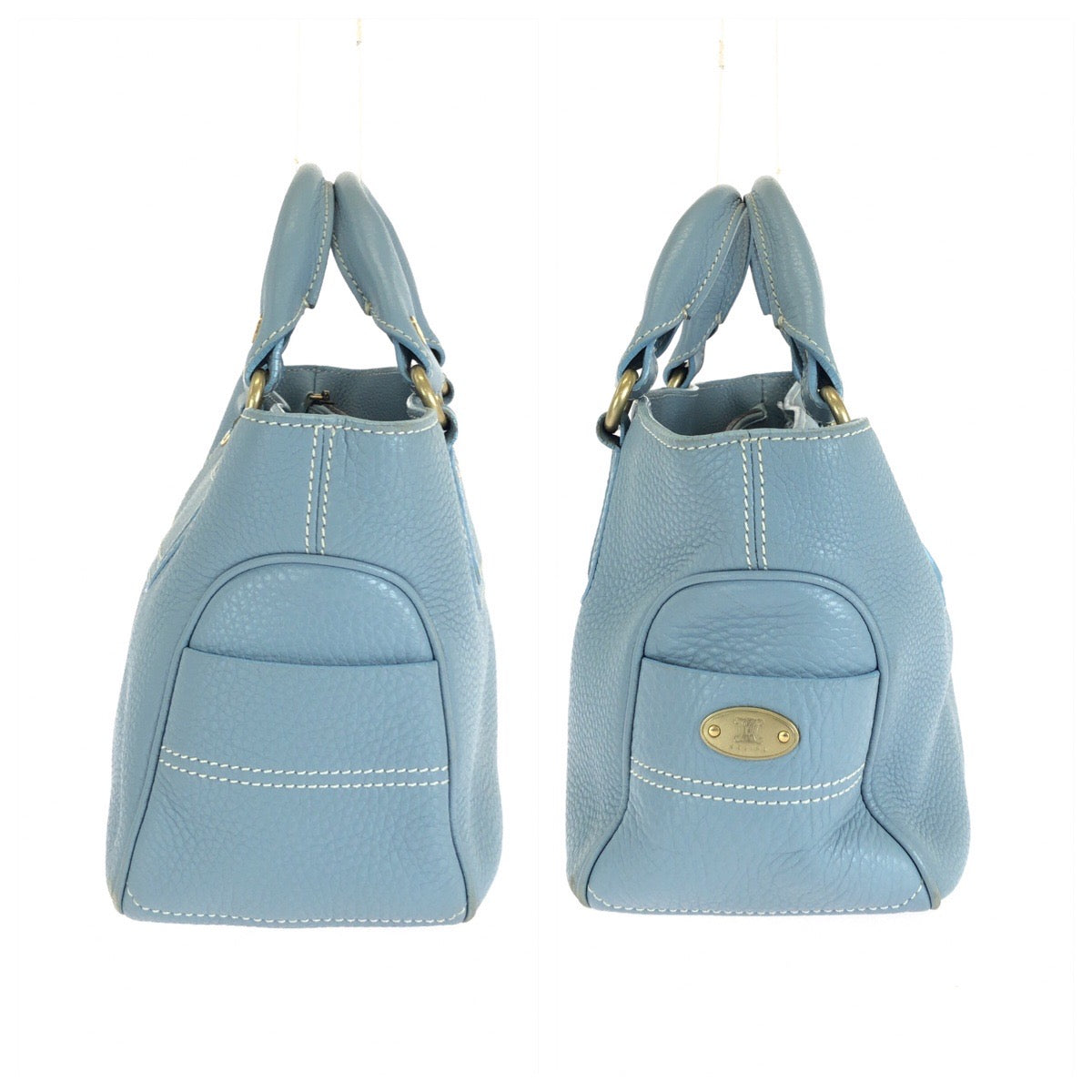 CELINE セリーヌ ブギーバッグ ブルー ライトブルー ゴールド金具 レザー ハンドバッグ レディース AB