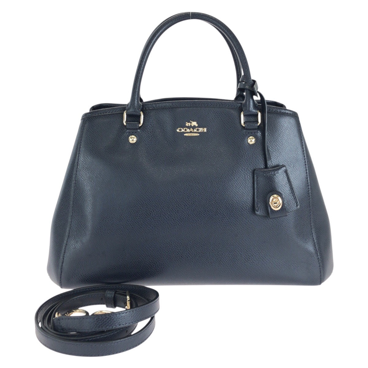 COACH コーチ マーゴット キャリーオール 2way ネイビー ゴールド金具 レザー F34607 ハンドバッグ ショルダーバッグ レディース AB
