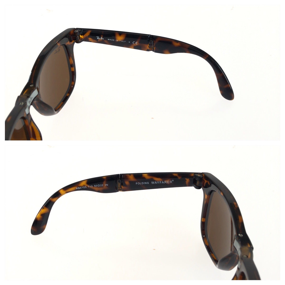 Ray-Ban レイバン WAYFARER FOLDING CLASSIC サイズ50□22 3N ブラウン シルバー金具 プラスチック / 合金 RB4105 710 サングラス 男女兼用 ウェリントン レディース ABP