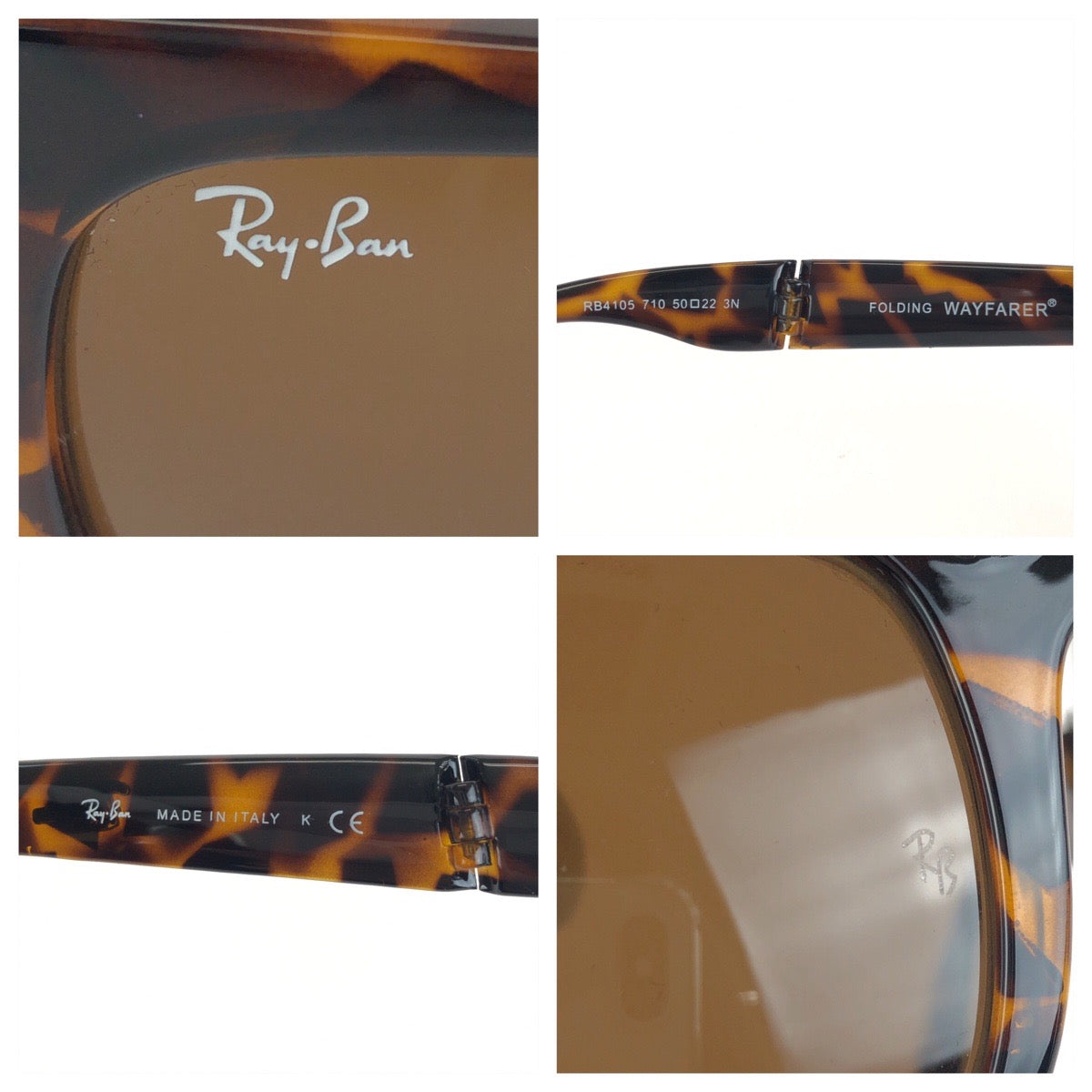 Ray-Ban レイバン WAYFARER FOLDING CLASSIC サイズ50□22 3N ブラウン シルバー金具 プラスチック / 合金 RB4105 710 サングラス 男女兼用 ウェリントン レディース ABP