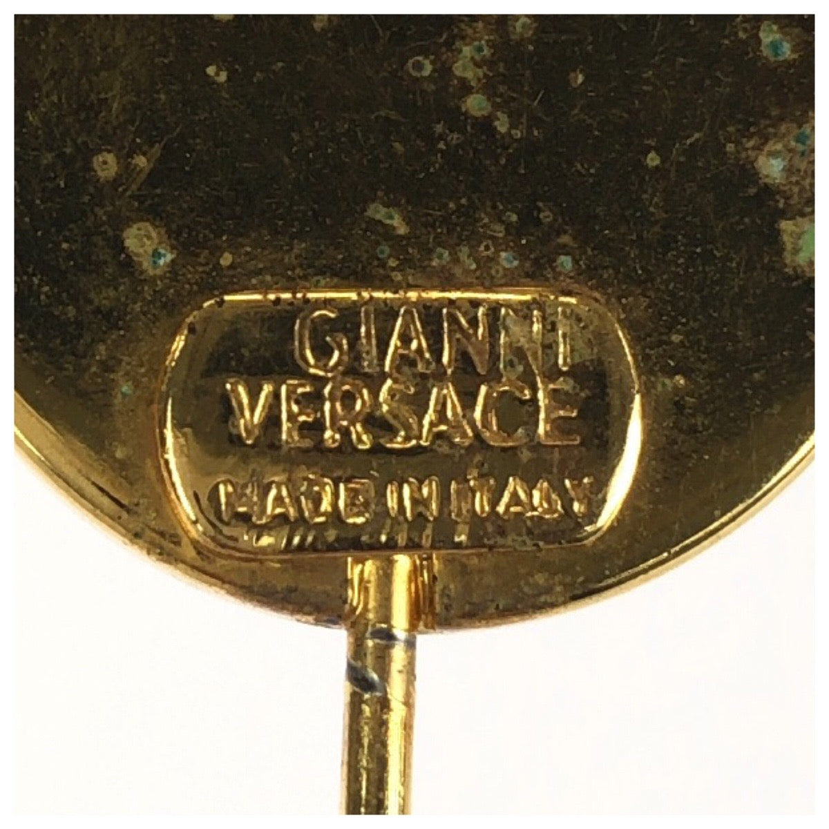 VERSACE ヴェルサーチ ヴィンテージ メデューサ ブラック 黒 ゴールド金具 メタル ネクタイピン ピンブローチ メンズ AB