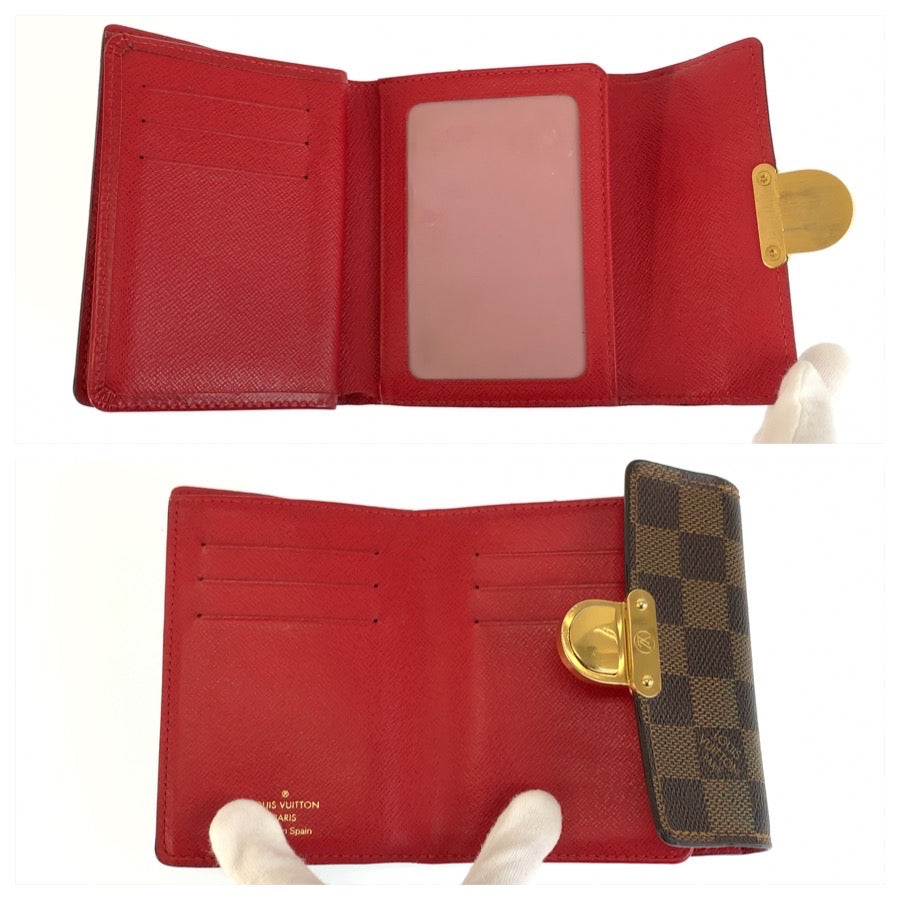 LOUIS VUITTON ルイヴィトン ダミエ ポルトフォイユ コアラ ブラウン ゴールド金具 PVC N60005 折財布 コンパクトウォレット レディース AB