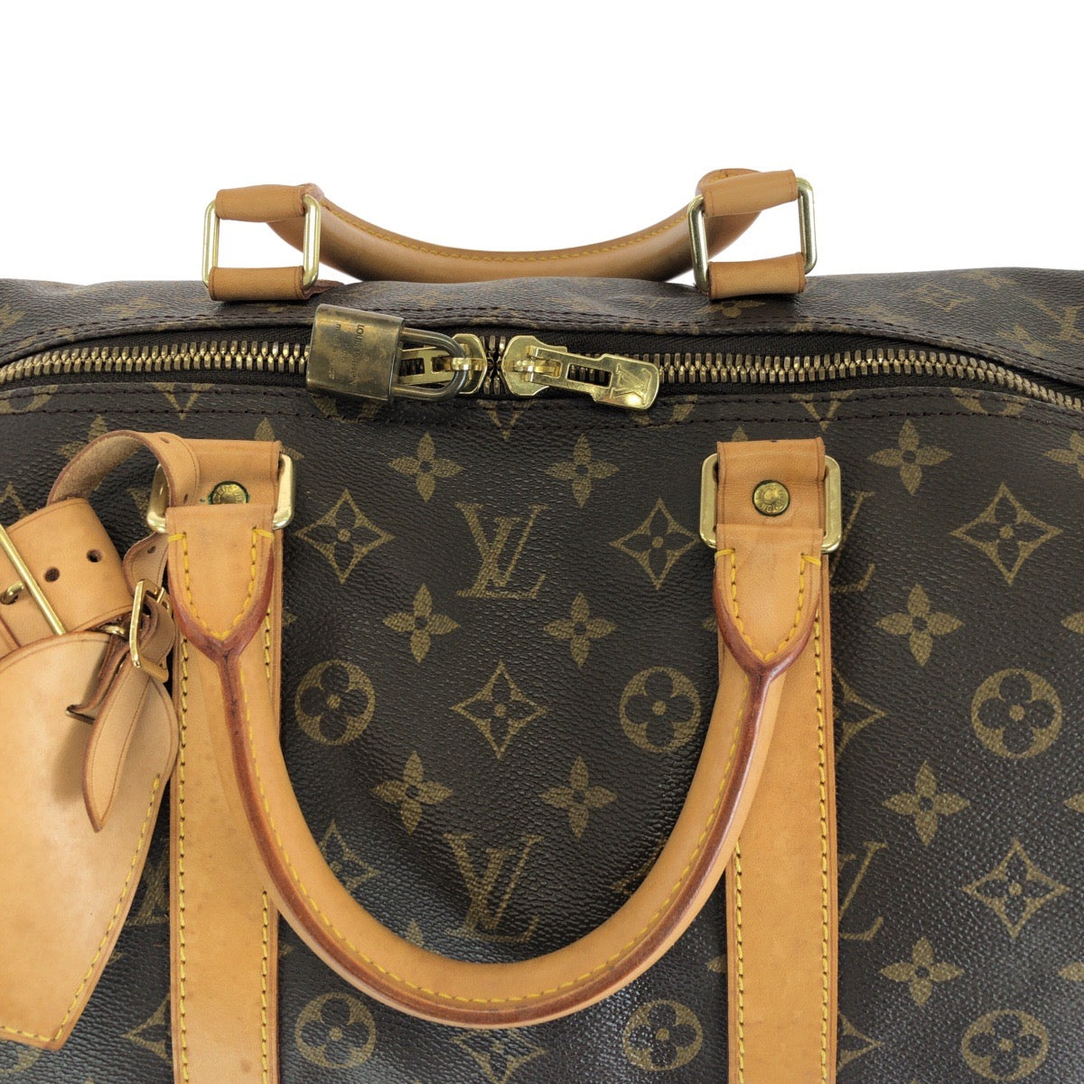 LOUIS VUITTON ルイヴィトン モノグラム キーポル ブラウン ゴールド金具 PVC / レザー M41424 ボストンバッグ トラベルバッグ レディース B
