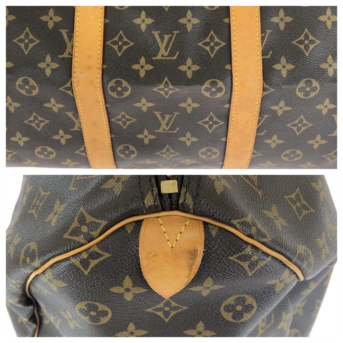 LOUIS VUITTON ルイヴィトン モノグラム キーポル ブラウン ゴールド金具 PVC / レザー M41424 ボストンバッグ トラベルバッグ レディース B