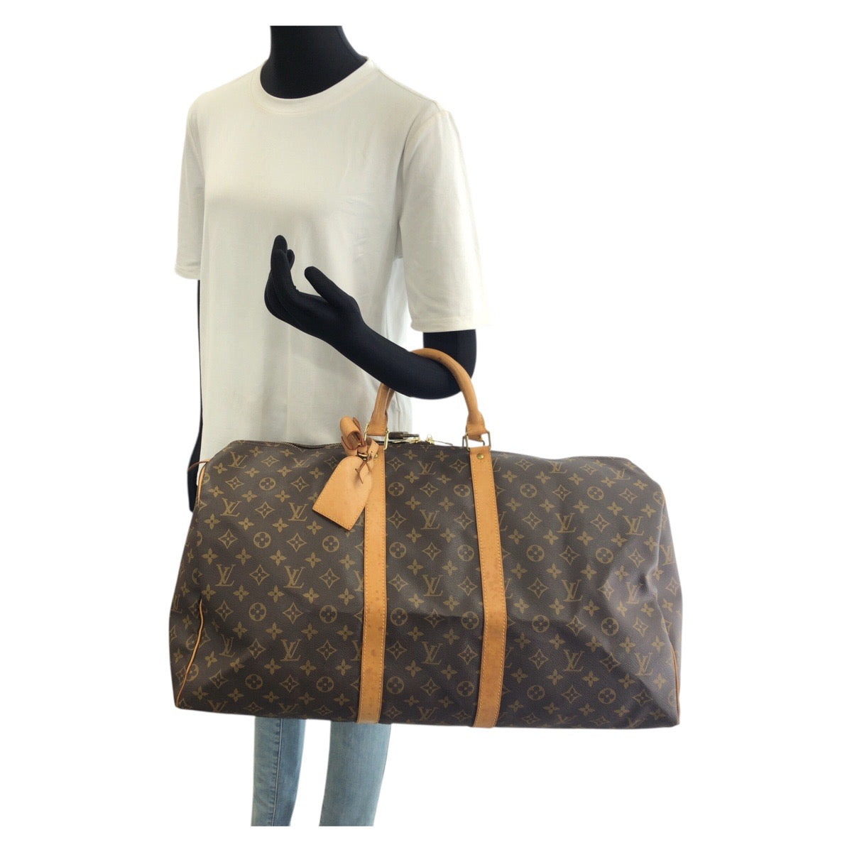 LOUIS VUITTON ルイヴィトン モノグラム キーポル ブラウン ゴールド金具 PVC / レザー M41424 ボストンバッグ トラベルバッグ レディース B