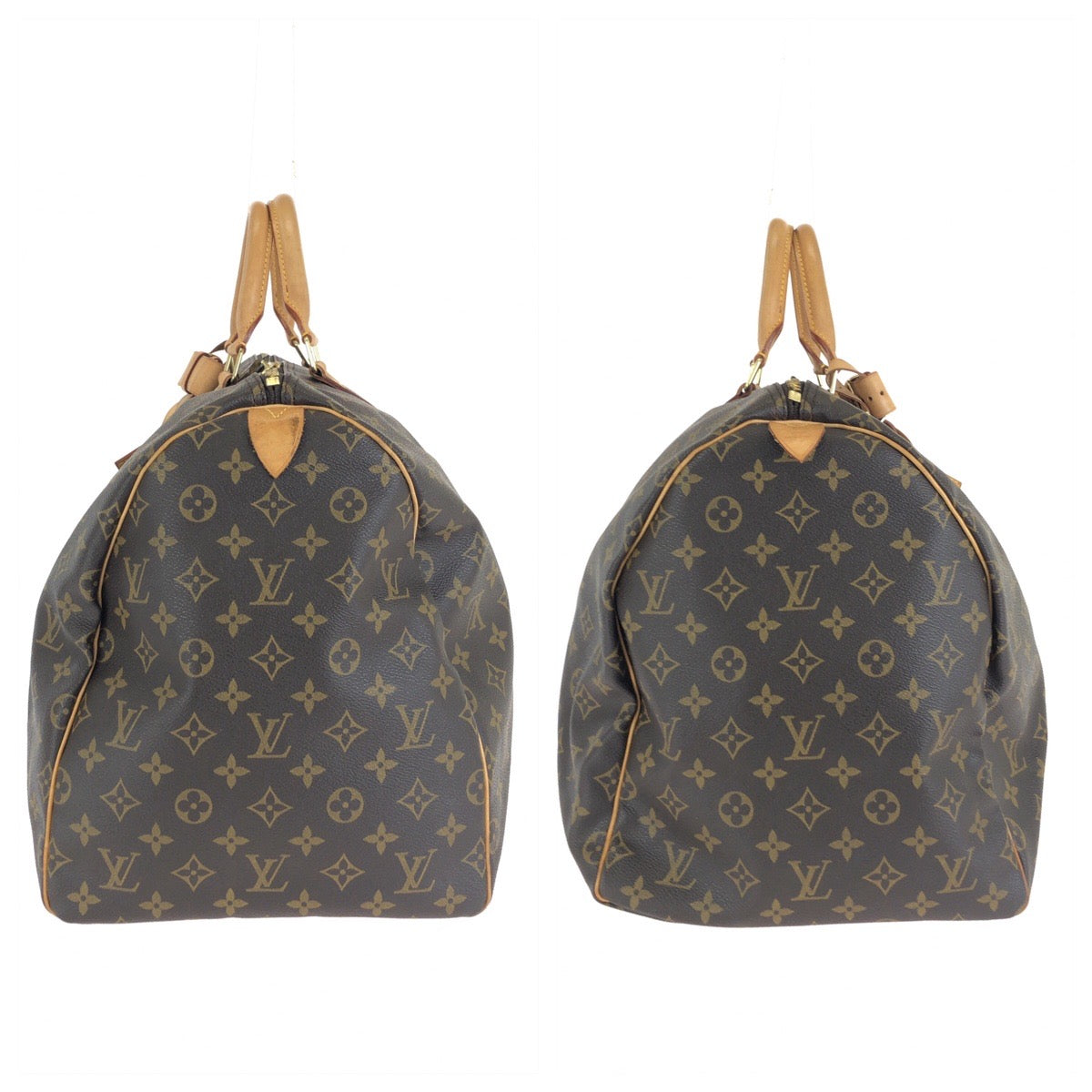 LOUIS VUITTON ルイヴィトン モノグラム キーポル ブラウン ゴールド金具 PVC / レザー M41424 ボストンバッグ トラベルバッグ レディース B