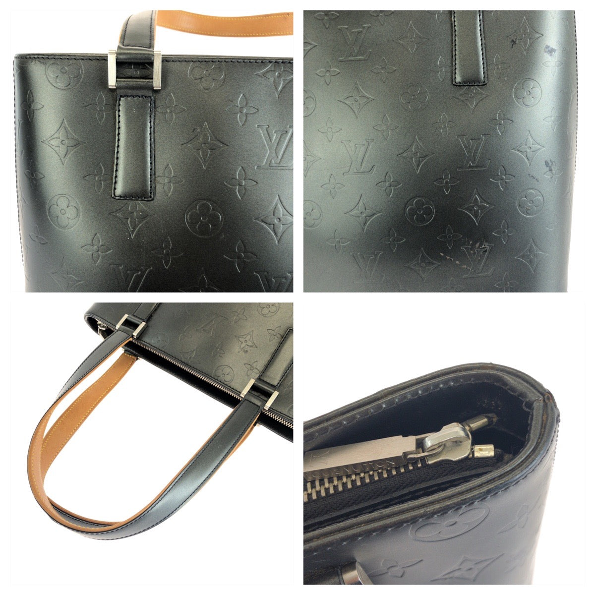 LOUIS VUITTON ルイヴィトン モノグラム マット ストックトン グレー シルバー金具 レザー M55112 トートバッグ ショルダーバッグ レディース B