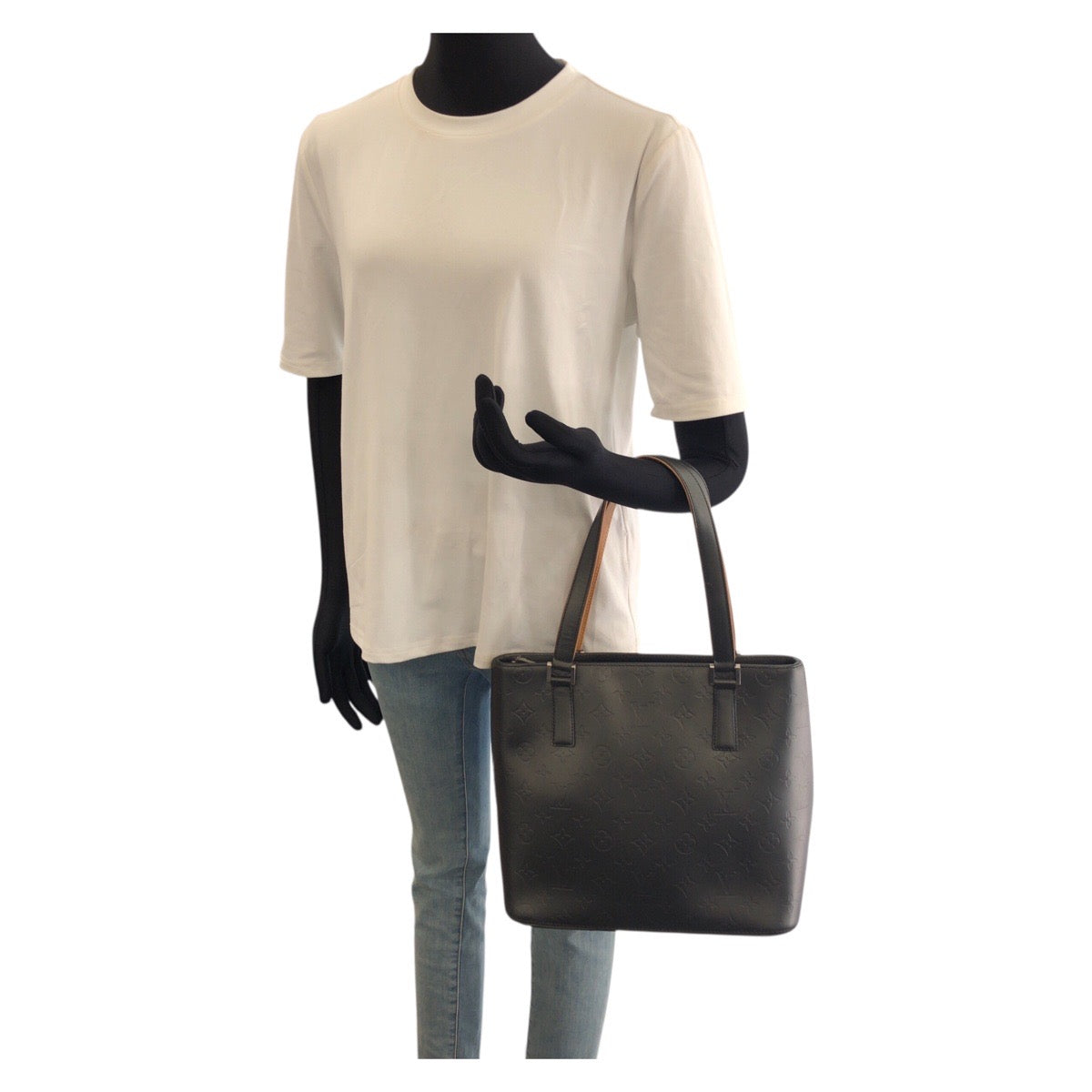 LOUIS VUITTON ルイヴィトン モノグラム マット ストックトン グレー シルバー金具 レザー M55112 トートバッグ ショルダーバッグ レディース B