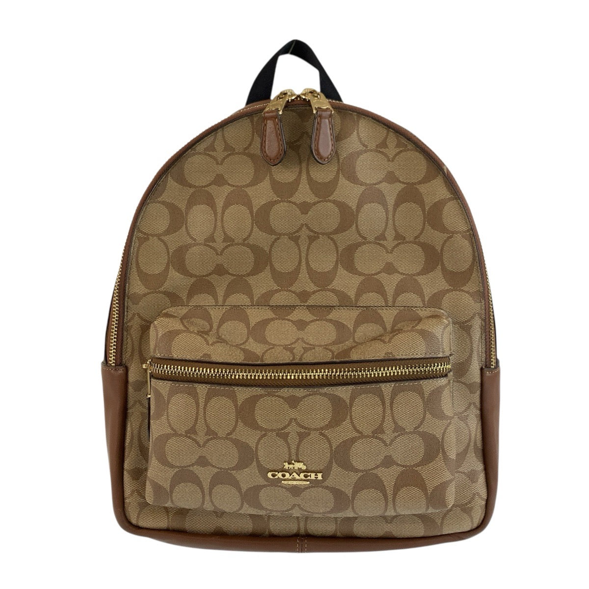COACH コーチ チャーリー ベージュ ブラウン ゴールド金具 PVC / レザー F1822 リュックサック バックパック レディース AB