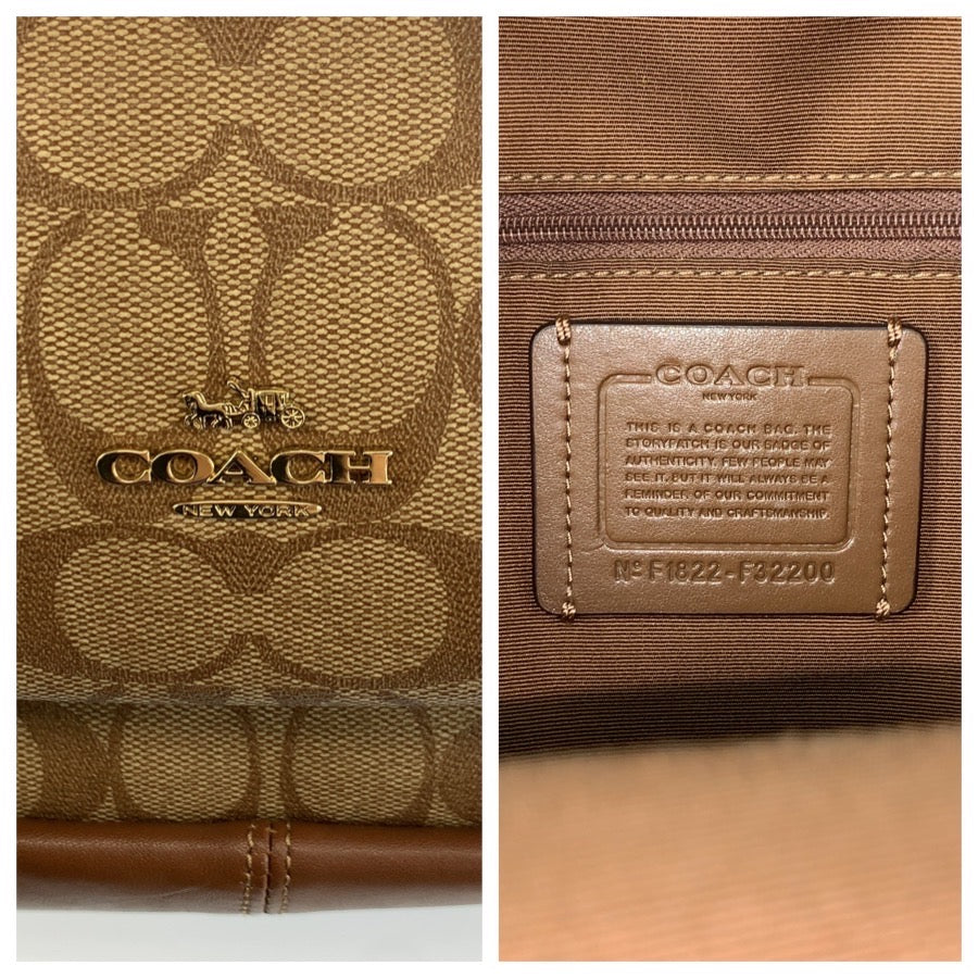 COACH コーチ チャーリー ベージュ ブラウン ゴールド金具 PVC / レザー F1822 リュックサック バックパック レディース AB