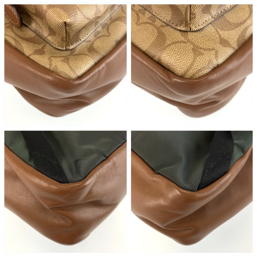 COACH コーチ チャーリー ベージュ ブラウン ゴールド金具 PVC / レザー F1822 リュックサック バックパック レディース AB