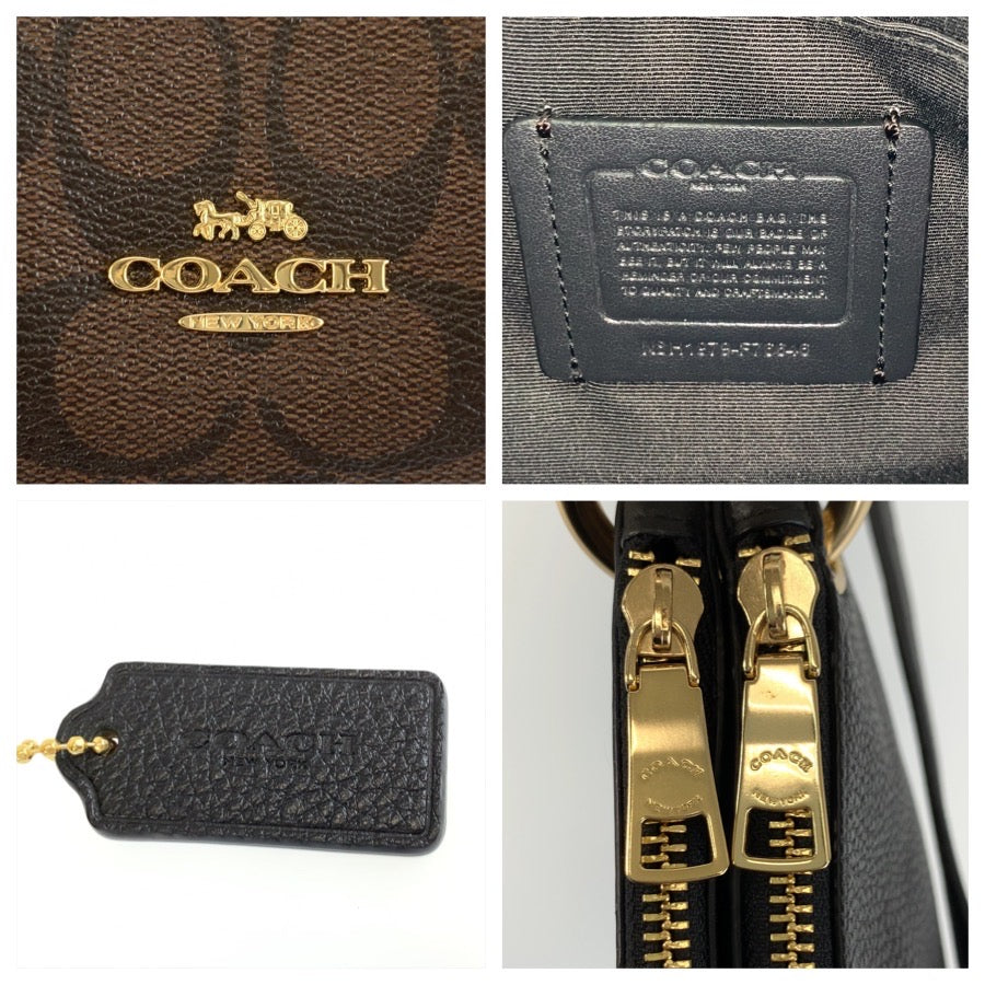 COACH コーチ シグネチャー ミア ブラウン ブラック ゴールド金具 PVC / レザー H1979 ショルダーバッグ ポシェット レディース A