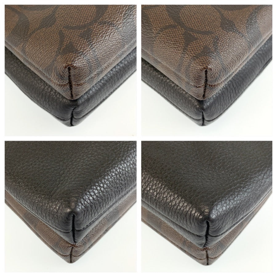 COACH コーチ シグネチャー ミア ブラウン ブラック ゴールド金具 PVC / レザー H1979 ショルダーバッグ ポシェット レディース A