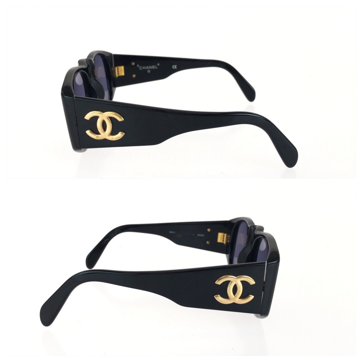 CHANEL シャネル ココマーク ブラック 黒 ゴールド金具 プラスチック / メタル サングラス ウェリントン レディース AB